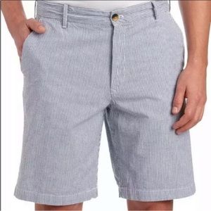 IZOD Men’s Shorts Flat Front Seersucker Blue White Luxury Sport Golf Size 32